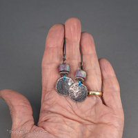 Ruby Kyanite Earrings with Sterling Silver Hand Stamped Wildflower Charms