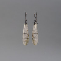 Marbled Gray Jasper Earrings, Brown and Gray Stone Teardrop Earrings