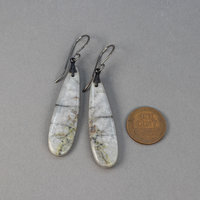 Marbled Gray Jasper Earrings, Brown and Gray Stone Teardrop Earrings