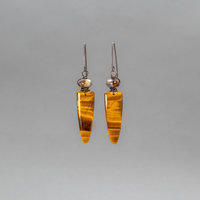Striking Chatoyant Tiger Eye Earrings, Golden Brown Stone Earrings