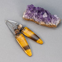 Striking Chatoyant Tiger Eye Earrings, Golden Brown Stone Earrings