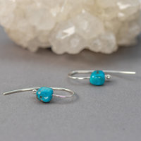 Minimalist Drop Earring Sterling Silver and Turquoise