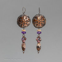 Western Style Textured Copper Mandala Earrings