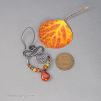 Multi Gemstone Earrings in Fall Colors, Carnelian Sterling Silver Wire Wrapped Earrings