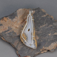 Agate Slice Pendant Showing the Back Side of the Sterling Silver Setting