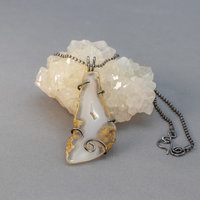 Rustic Agate Slice Pendant Necklace in Sterling Silver