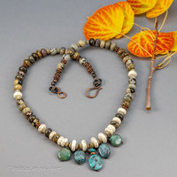 Handmade Brown and Turquoise Natural Stone Beaded Necklace