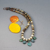 Handmade Brown and Turquoise Natural Stone Beaded Necklace
