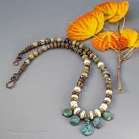 Handmade Brown and Turquoise Natural Stone Beaded Necklace