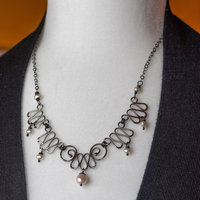 Sterling Silver Collar Necklace in an Art Nouveau Style, Vintage-inspired Pearl Necklace