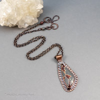 Copper Bezel Set Sonora Dendritic Rhyolite Necklace, Handcrafted Earthy Natural Stone Necklace