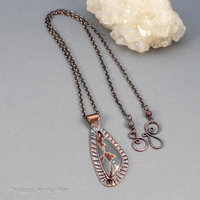 Copper Bezel Set Sonora Dendritic Rhyolite Necklace, Handcrafted Earthy Natural Stone Necklace