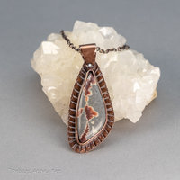 Copper Bezel Set Sonora Dendritic Rhyolite Necklace, Handcrafted Earthy Natural Stone Necklace