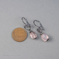 Rustic Heart Earrings with Rose Quartz Pebbles