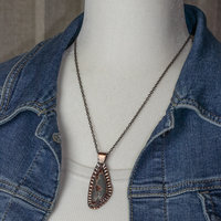 Copper Bezel Set Sonora Dendritic Rhyolite Necklace, Handcrafted Earthy Natural Stone Necklace