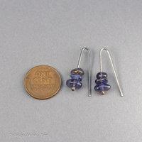 Minimal Earrings with Iolite Gemstone Chips, Dainty Wire Threader Earrings