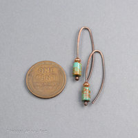 Copper Wire Threader Earrings with Genuine Turquoise Stone