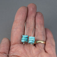 Turquoise Wishbone Earrings, Modern Drops with Real Turquoise Stones