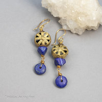 Lapis Lazuli Earrings with African Brass Beads