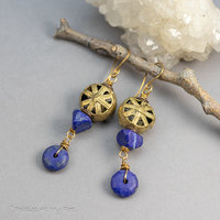 Lapis Lazuli Earrings with African Brass Beads