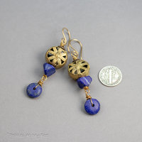 Lapis Lazuli Earrings with African Brass Beads