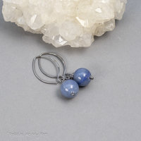 Blue Natural Stone Earrings, Simple Drop Earrings