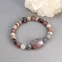 Gray and Burgundy Hued Jasper Stone Bracelet
