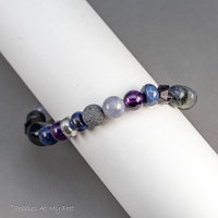 Purple Blue and Black Gemstone Stretch Bracelet for Women