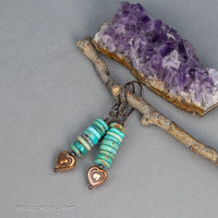 Stacked Turquoise Copper Heart Earrings