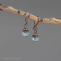 Aquamarine Earrings, Simple Drop Earrings with Blue Gemstones