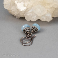 Aquamarine Earrings, Simple Drop Earrings with Blue Gemstones
