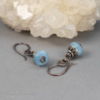 Aquamarine Earrings, Simple Drop Earrings with Blue Gemstones