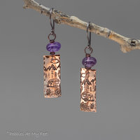 Camping Nature Scene Stamped Copper Charm Earrings
