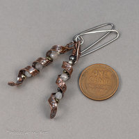 Coiled Copper Earrings with Labradorite, Pyrite, and Hematite Gemstones