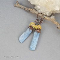 Silvery Blue Kyanite Earrings Hand Wired in Copper