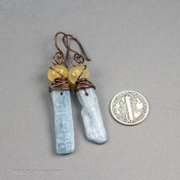 Silvery Blue Kyanite Earrings Hand Wired in Copper