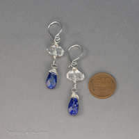 Lapis Lazuli and Herkimer Diamond Dangle Earrings