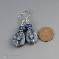 Larvikite Celestial Earrings with Dumortierite and Hematite 
