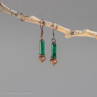 Malachite and Copper Beaded Drop Earrings
