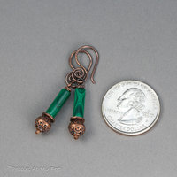 Malachite and Copper Beaded Drop Earrings