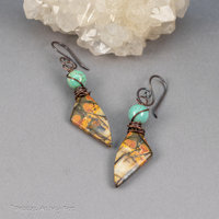 Abstract Wing Shape Red Creek Jasper Earrings