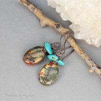 Copper Wired Earrings with Turquoise and Red Creek Jasper Stones