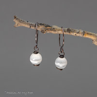Selenite Simple Drop Earrings Handmade in Copper