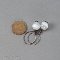 Selenite Simple Drop Earrings Handmade in Copper