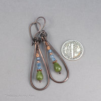 Blue and Green Gemstone Copper Teardrop Earrings