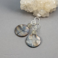 Mother of Pearl Circle Earrings Handmade in Sterling Silver