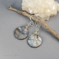 Mother of Pearl Circle Earrings Handmade in Sterling Silver