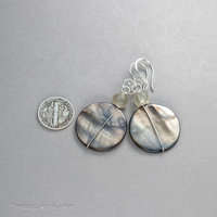 Mother of Pearl Circle Earrings Handmade in Sterling Silver