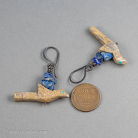 Primitive Bird Earrings with Lapis Stones