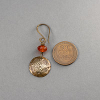 Orange Carnelian and Vintage Gold Brass Earrings for Fall Season